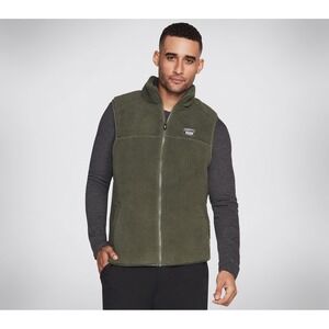 Skechers Men's GoTrail Sherpa Fleece Vest Green Size Small Zip Up Outdoor Casual